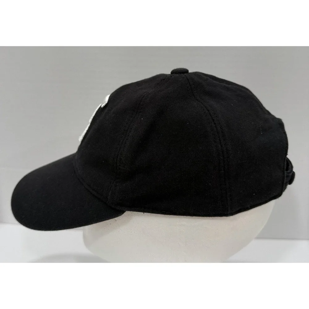 Burberry TB Logo Cotton Baseball Cap Black Checked Brim Mens Medium Hat
